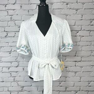 Unique Vintage x The Smurfs NEW Retro Polka Dot Blouse Top 1X/16 White Kidcore